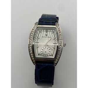 Elegant Bella & Ross Silver Tone Crystal Blue Band Watch